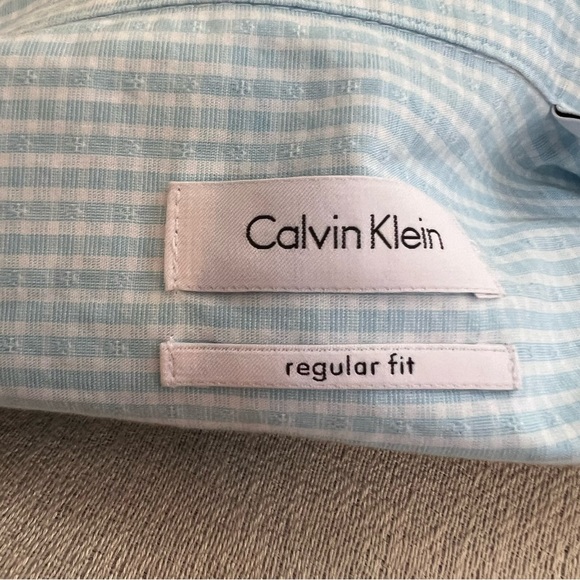 Calvin Klein Men’s button down XL Regular Fit Baby Blue gingham - Picture 15 of 16